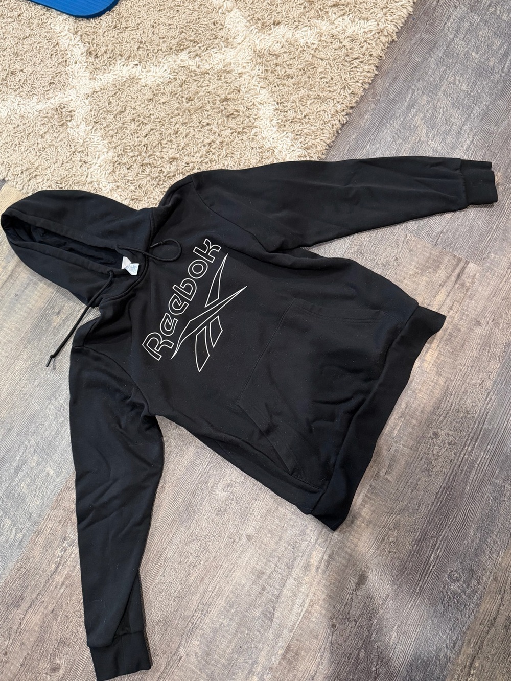 Reebok Black Logo Hooded Sweatshirt Hoodie